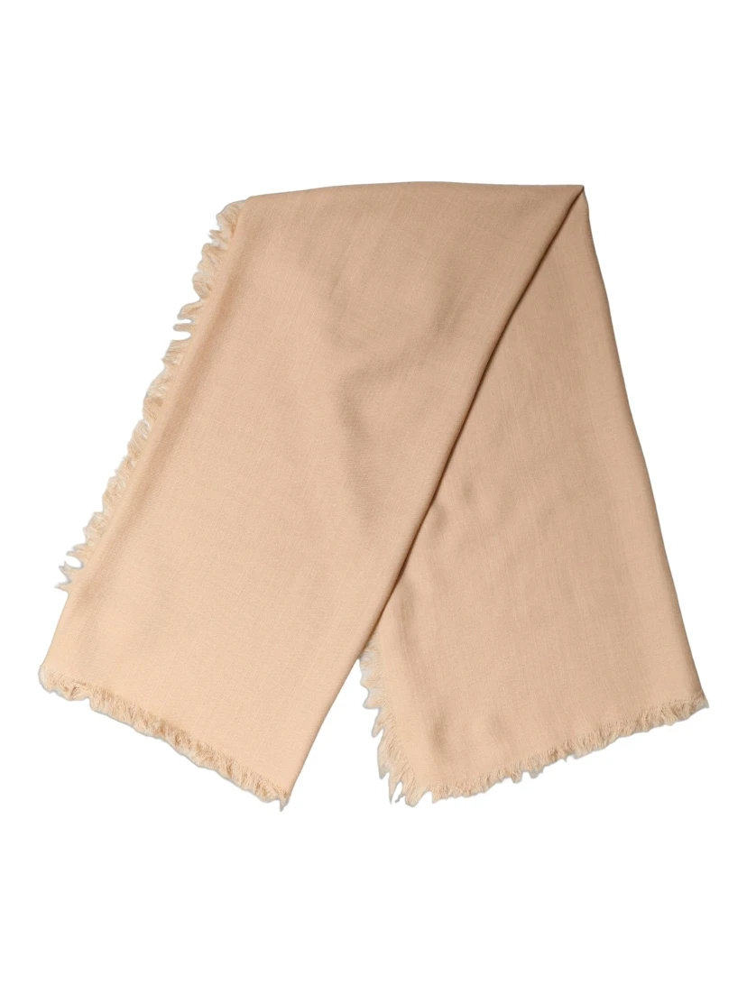 Beige Silk Wool Fringed Men Lace Stole Scarf