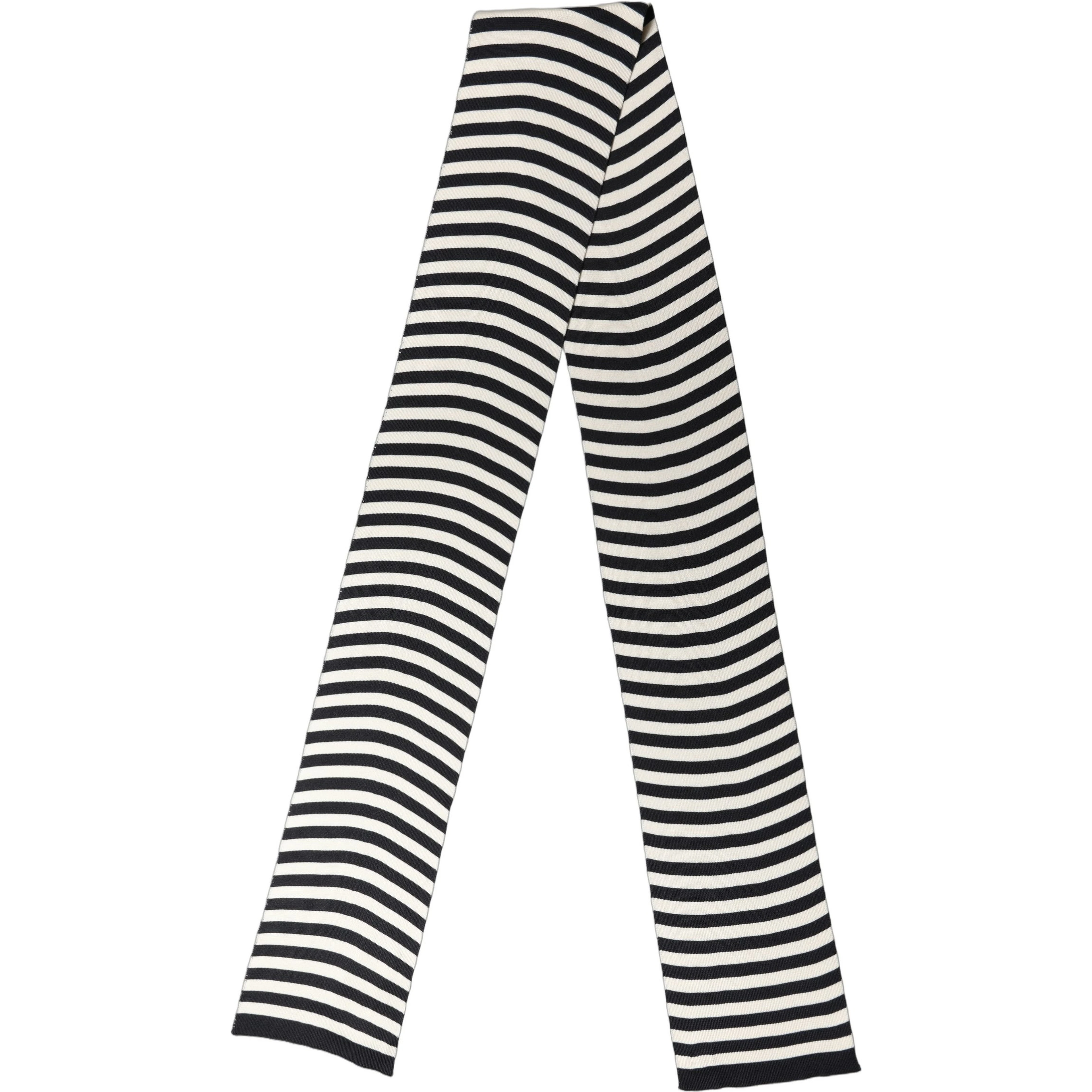 Black White Stripes Silk Knitted Shawl Scarf