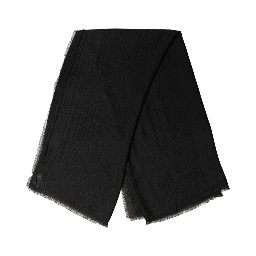Black Silk Wool Fringed Men Lace Stole Scarf