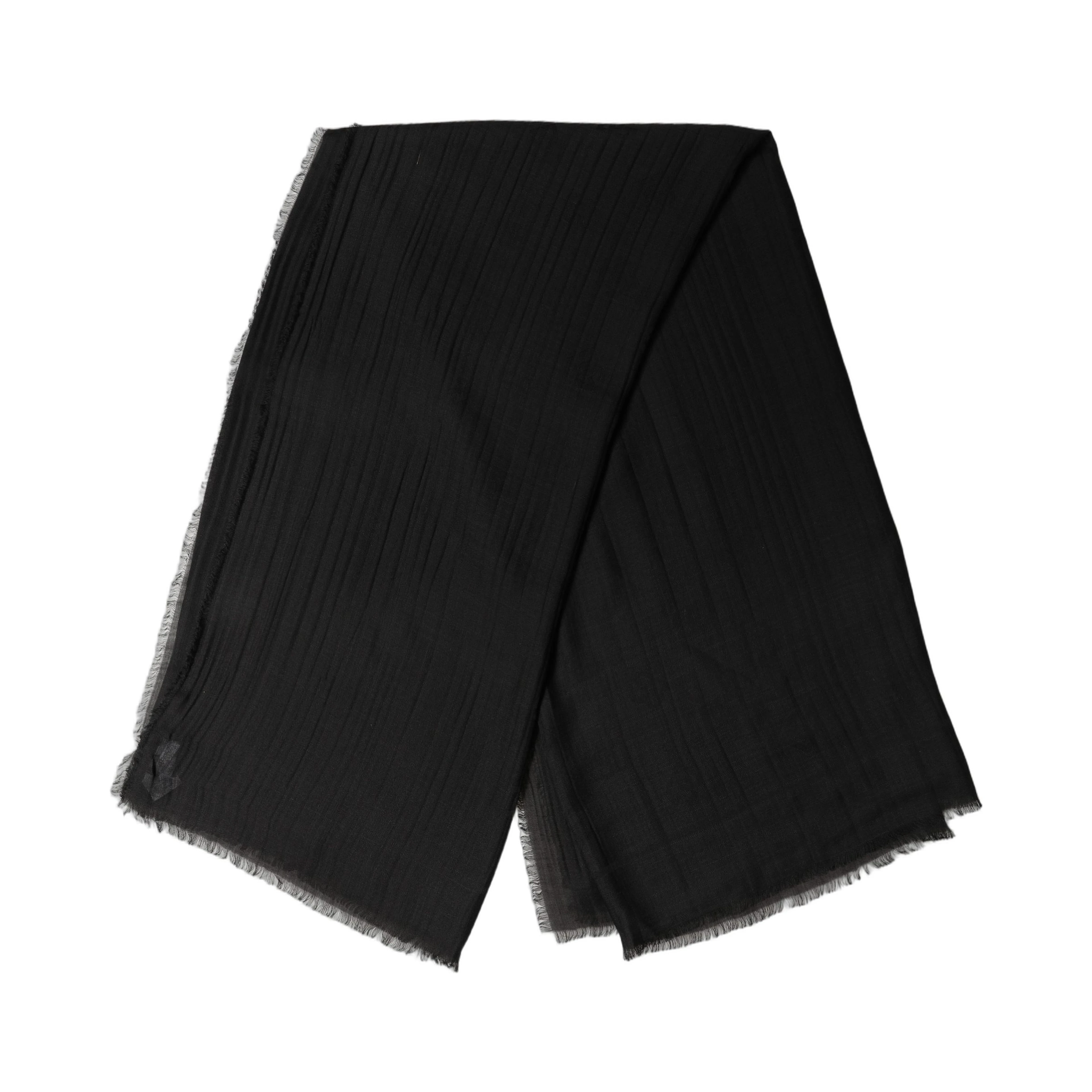 Black Silk Wool Fringed Men Lace Stole Scarf