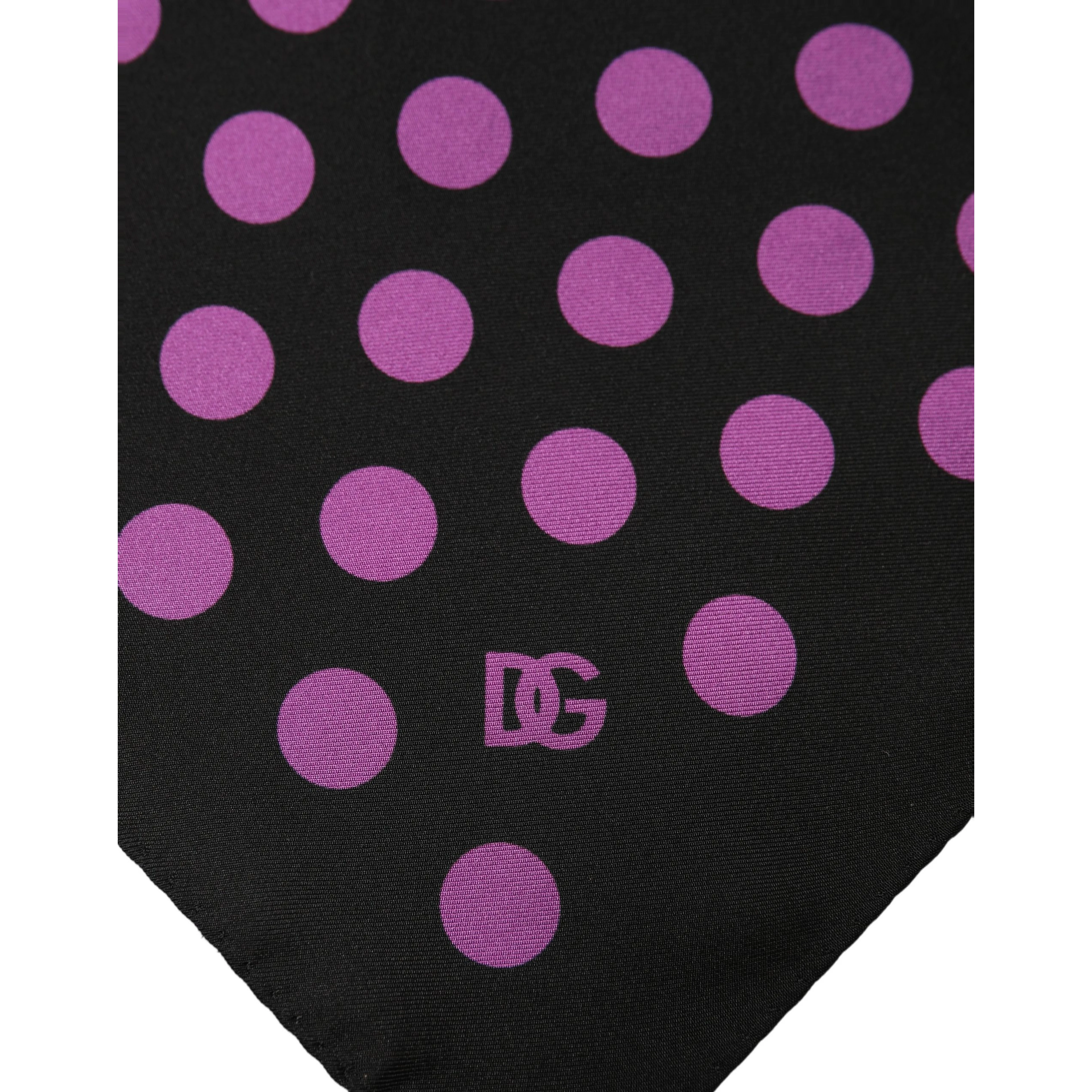 Purple Black Polka Dot Square Foulard Scarf