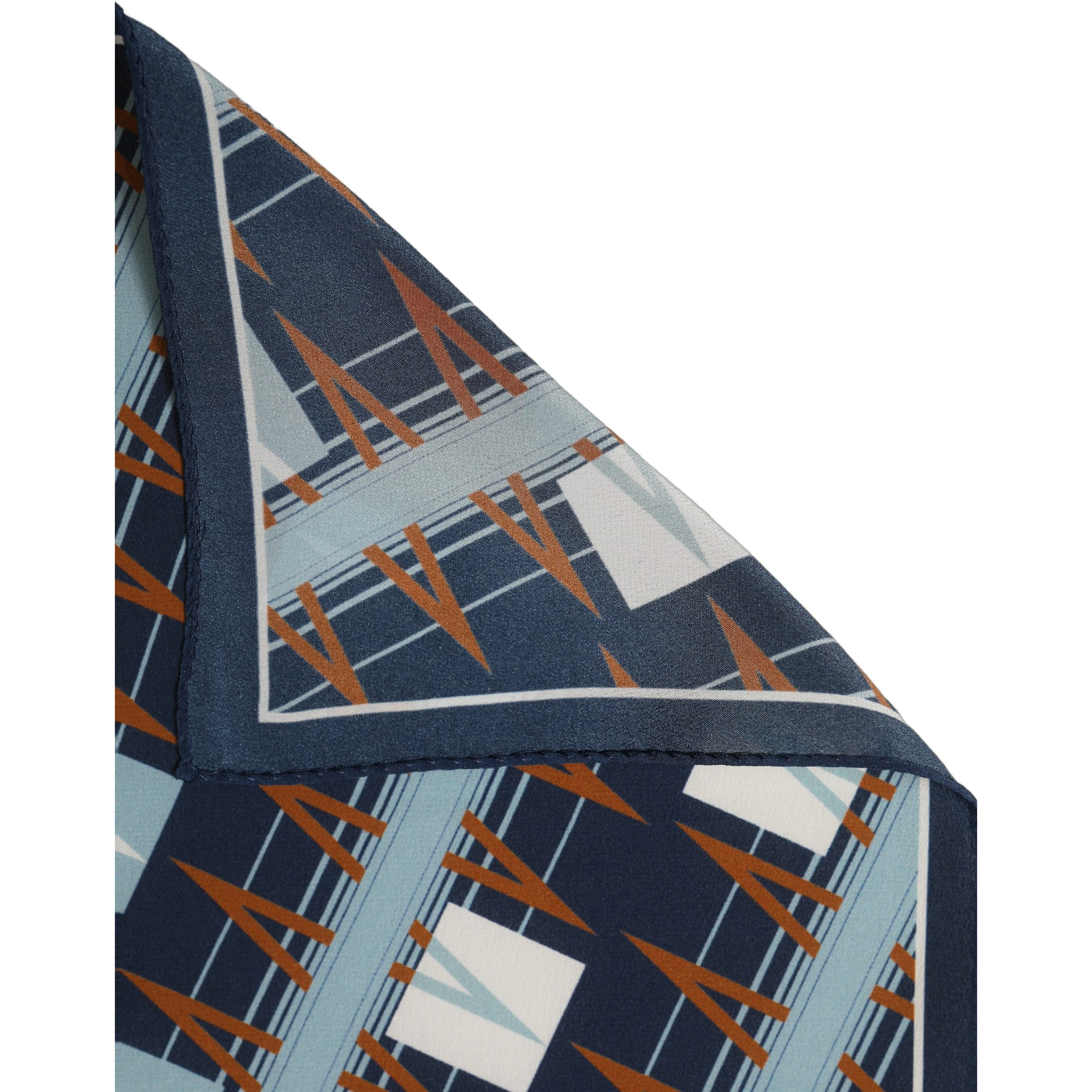 Navy Blue Abstract Square Pocket Foulard Scarf