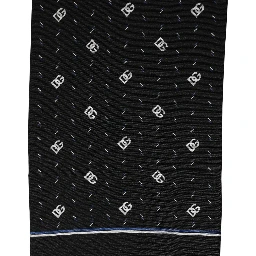 Black Silk DG Logo Men Fringed Shawl Scarf