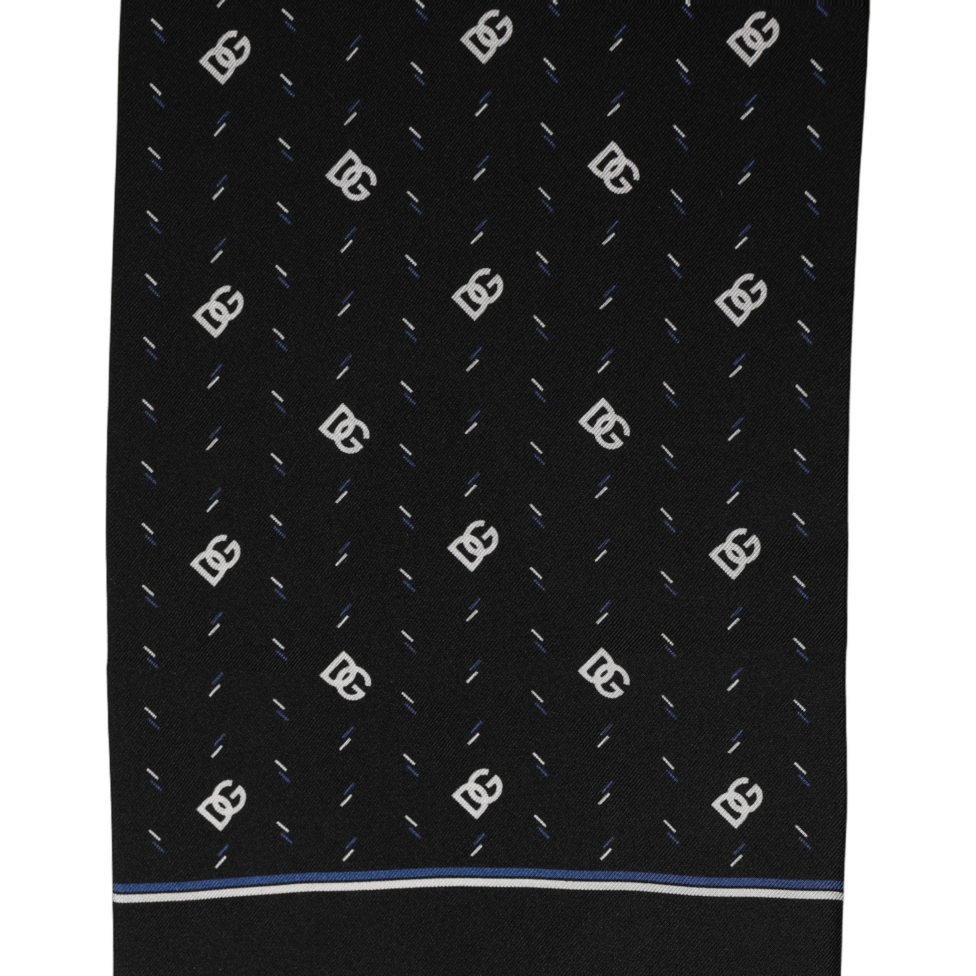 Black Silk DG Logo Men Fringed Shawl Scarf