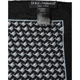 Black Silk Geometric Handkerchief Pocket Scarf
