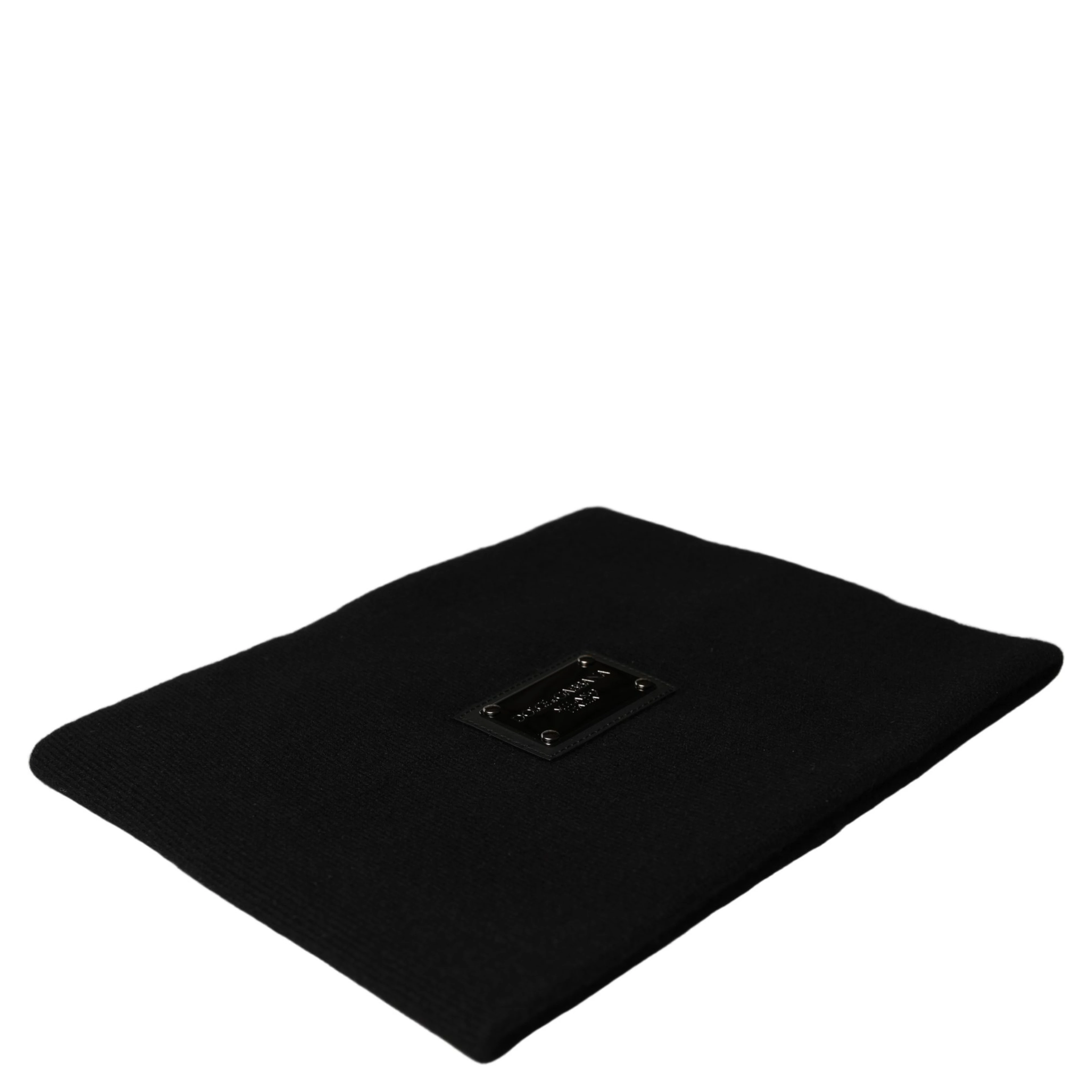 Black Cashmere Logo Plaque Neck Warmer Scarf