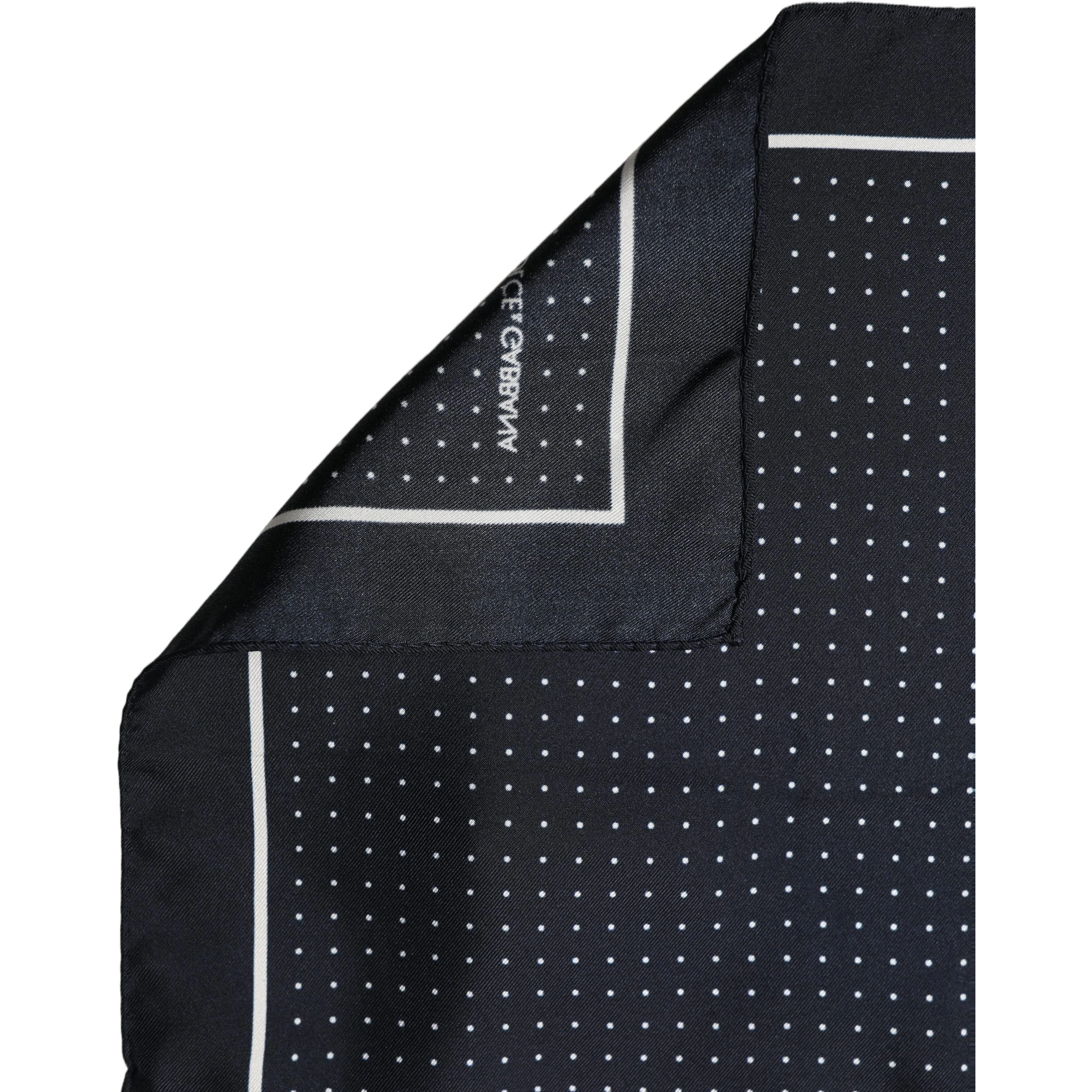 Blue Silk Polka Dot Handkerchief Pocket Scarf