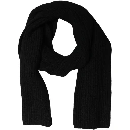 Men Black Wool Knitted Neck Shawl Scarf