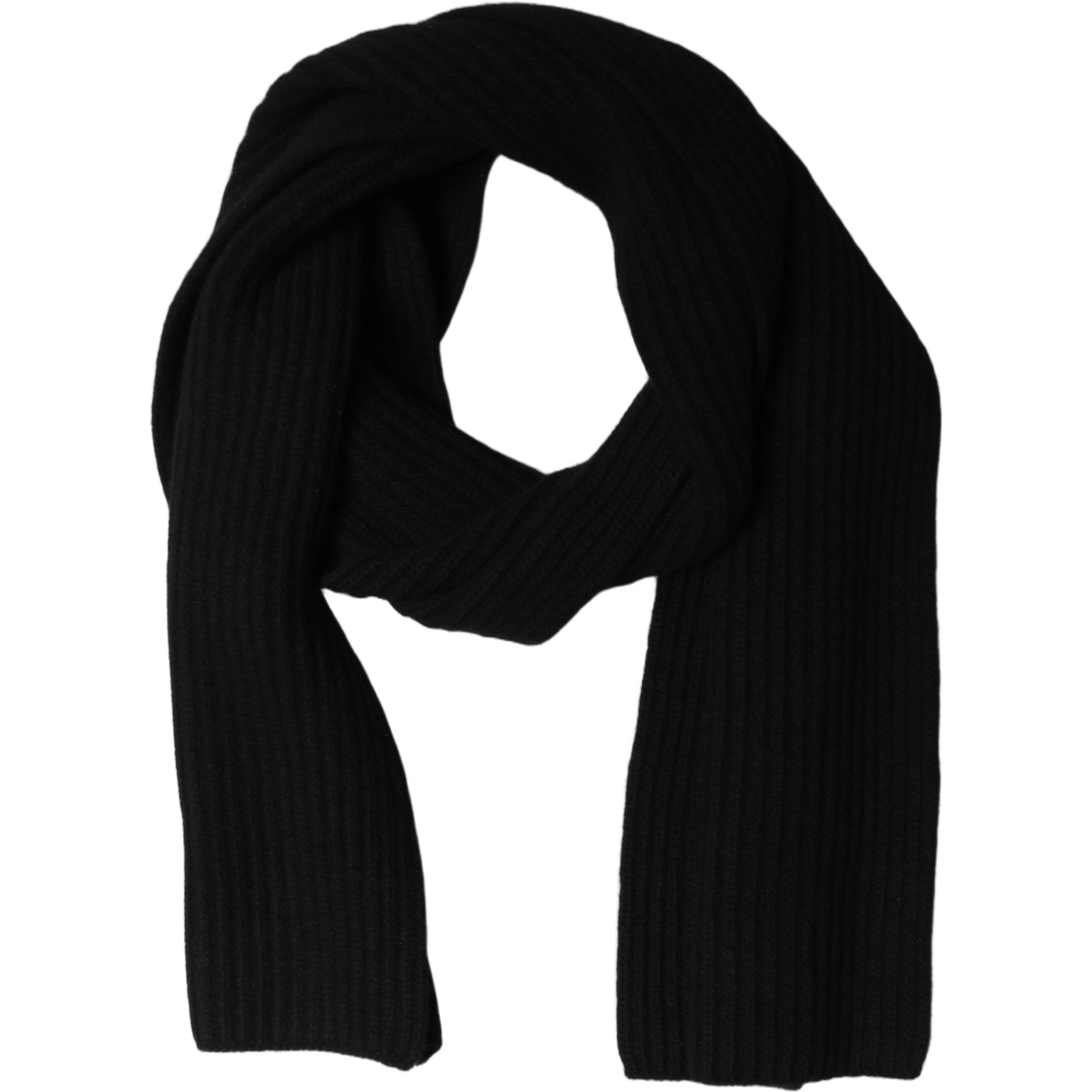 Men Black Wool Knitted Neck Shawl Scarf