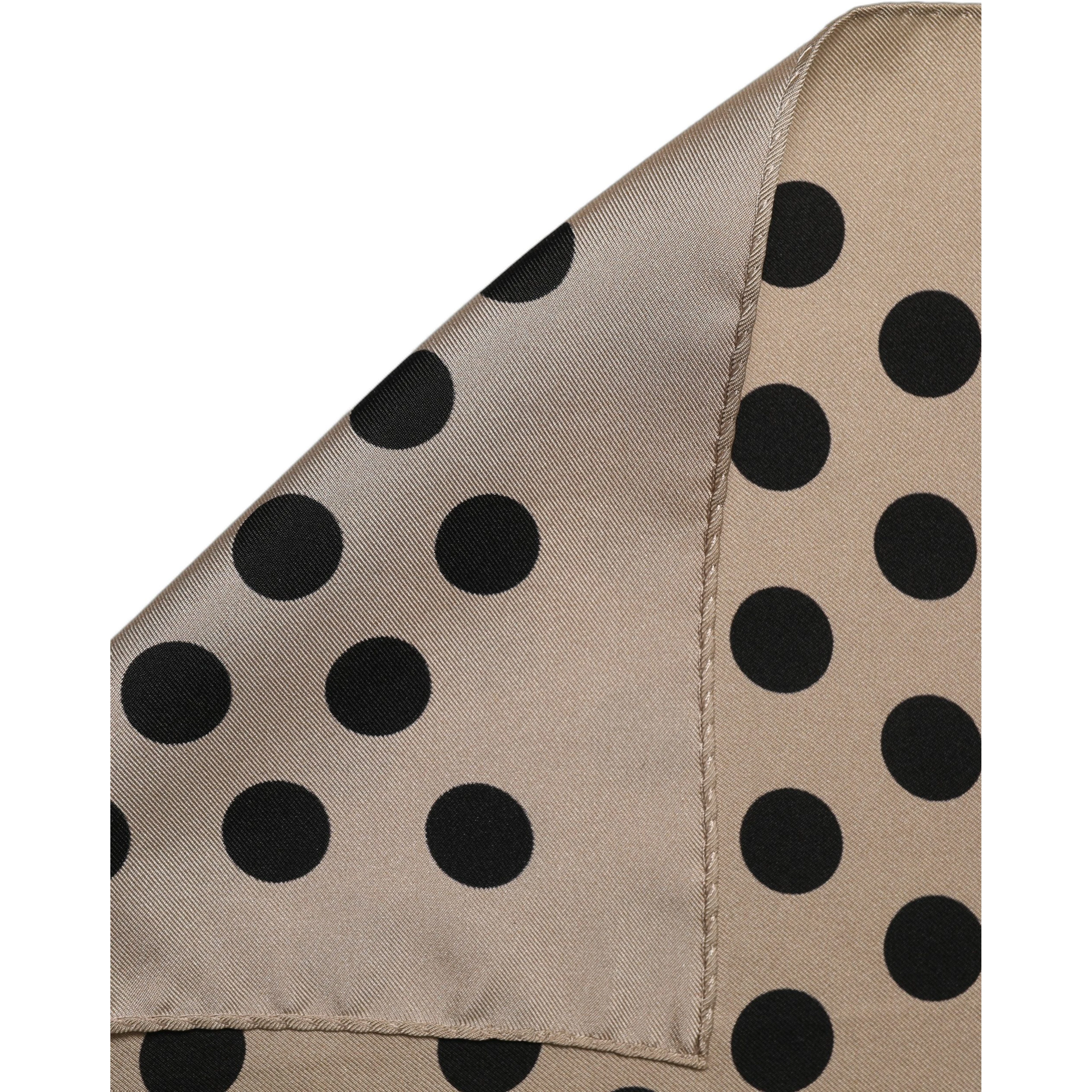 Beige Black Polka Dot Square Foulard Scarf