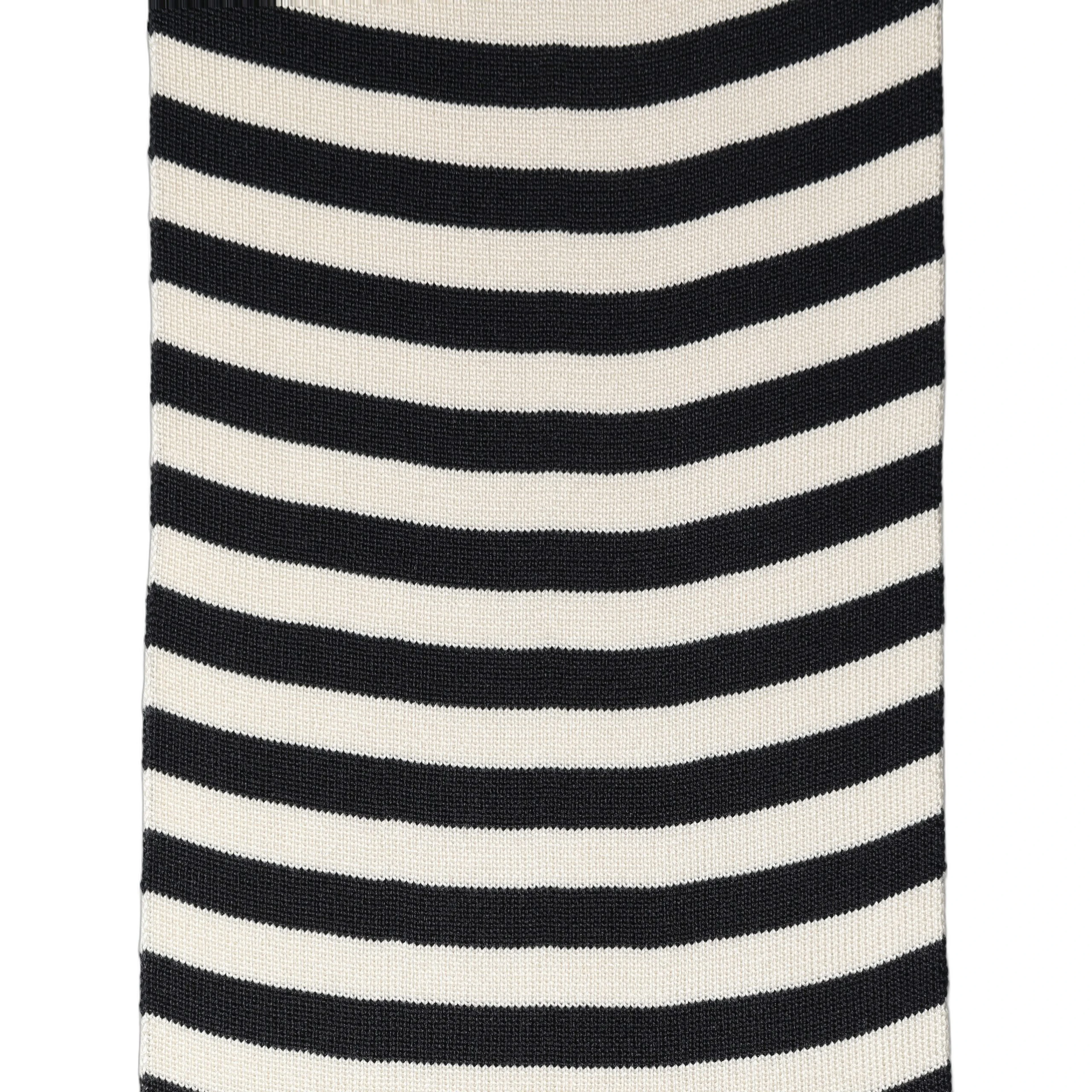 Black White Stripes Silk Knitted Shawl Scarf