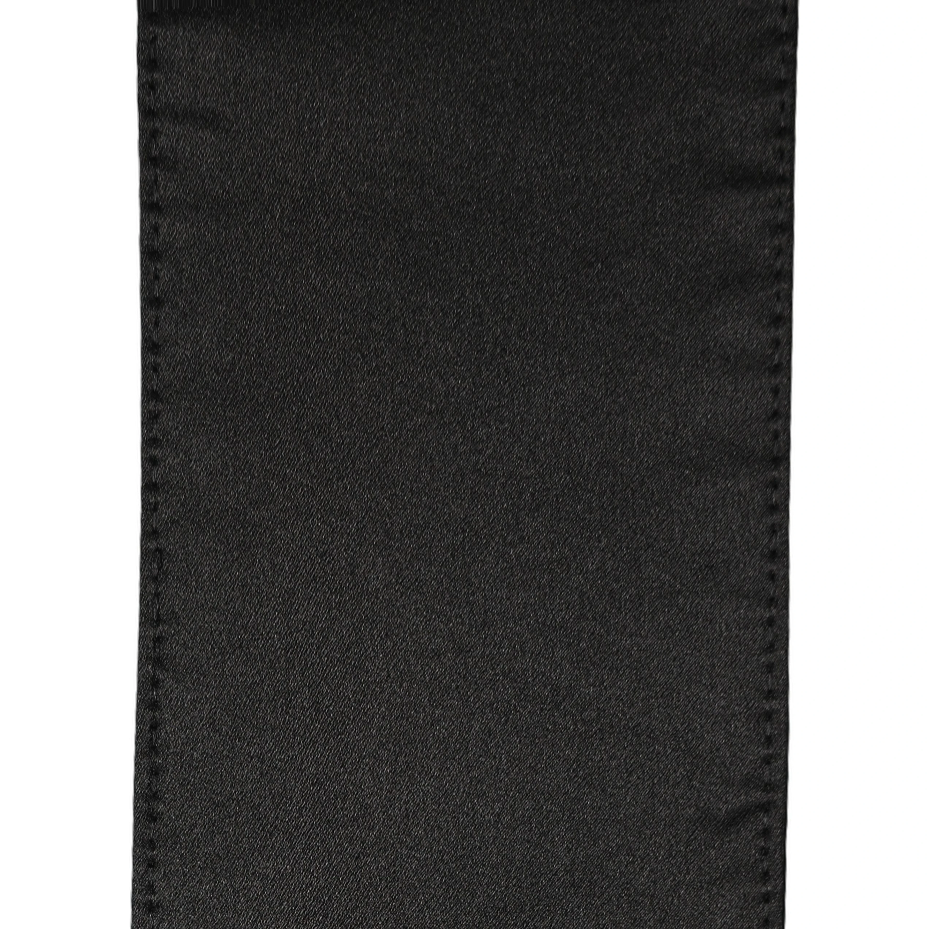 Black Satin Silk Skinny Fringed Shawl Scarf