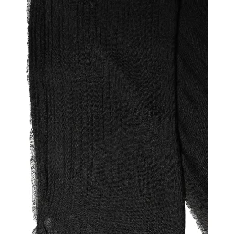 Black Silk Wool Fringed Men Lace Stole Scarf