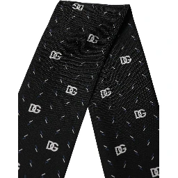 Black Silk DG Logo Men Skinny Shawl Scarf