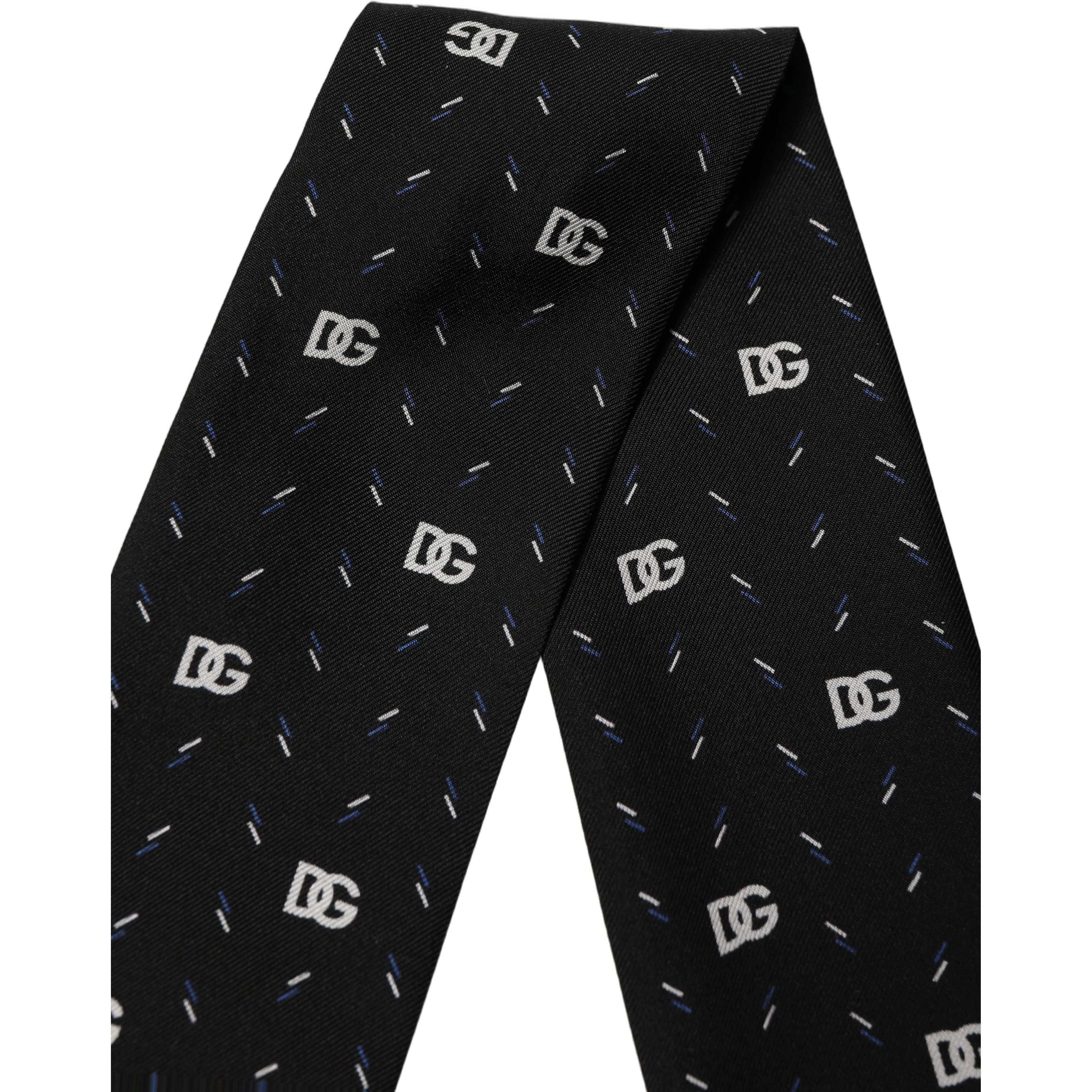 Black Silk DG Logo Men Skinny Shawl Scarf
