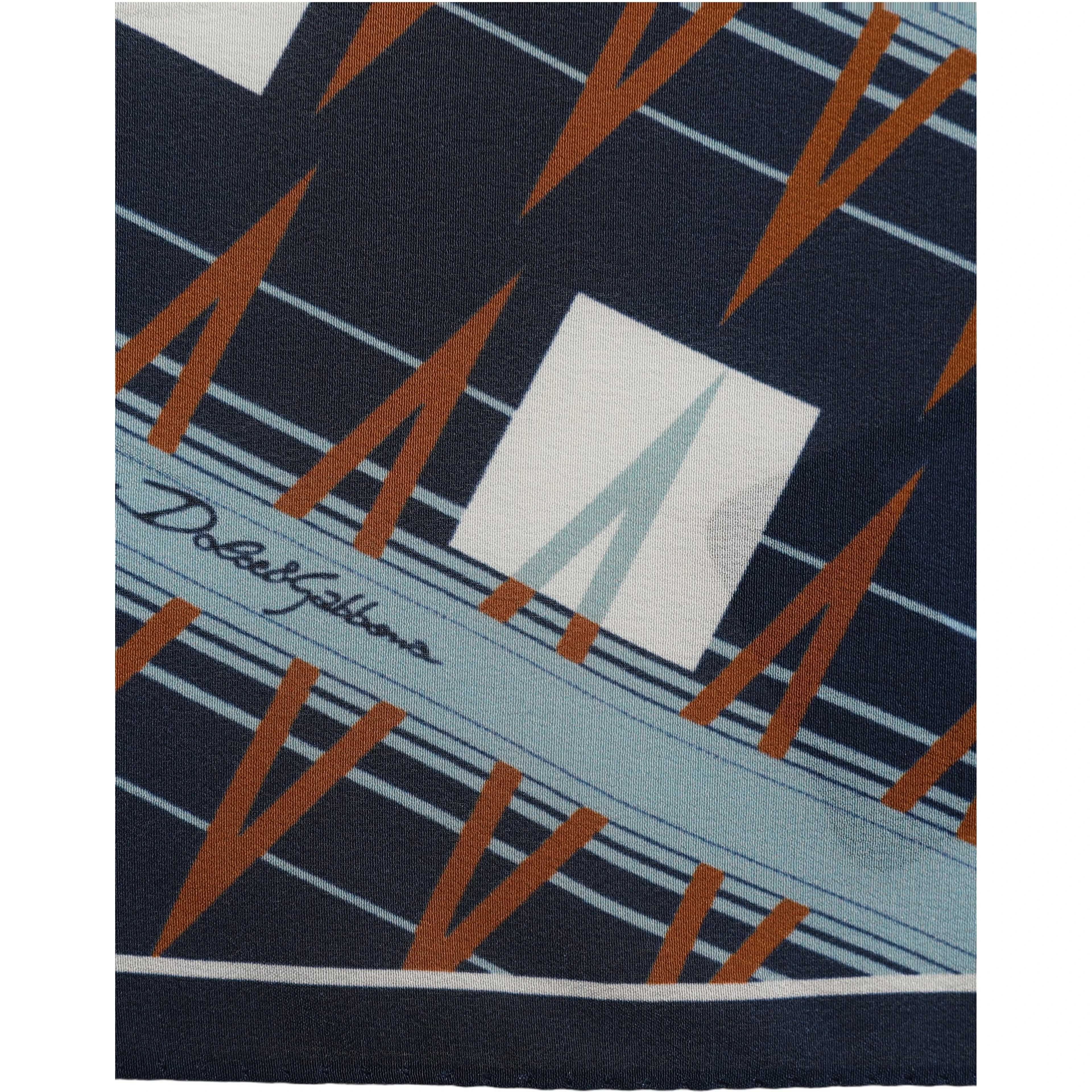 Navy Blue Abstract Square Pocket Foulard Scarf