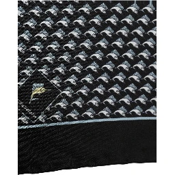 Black Silk Geometric Handkerchief Pocket Scarf