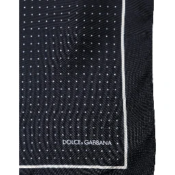 Blue Silk Polka Dot Handkerchief Pocket Scarf