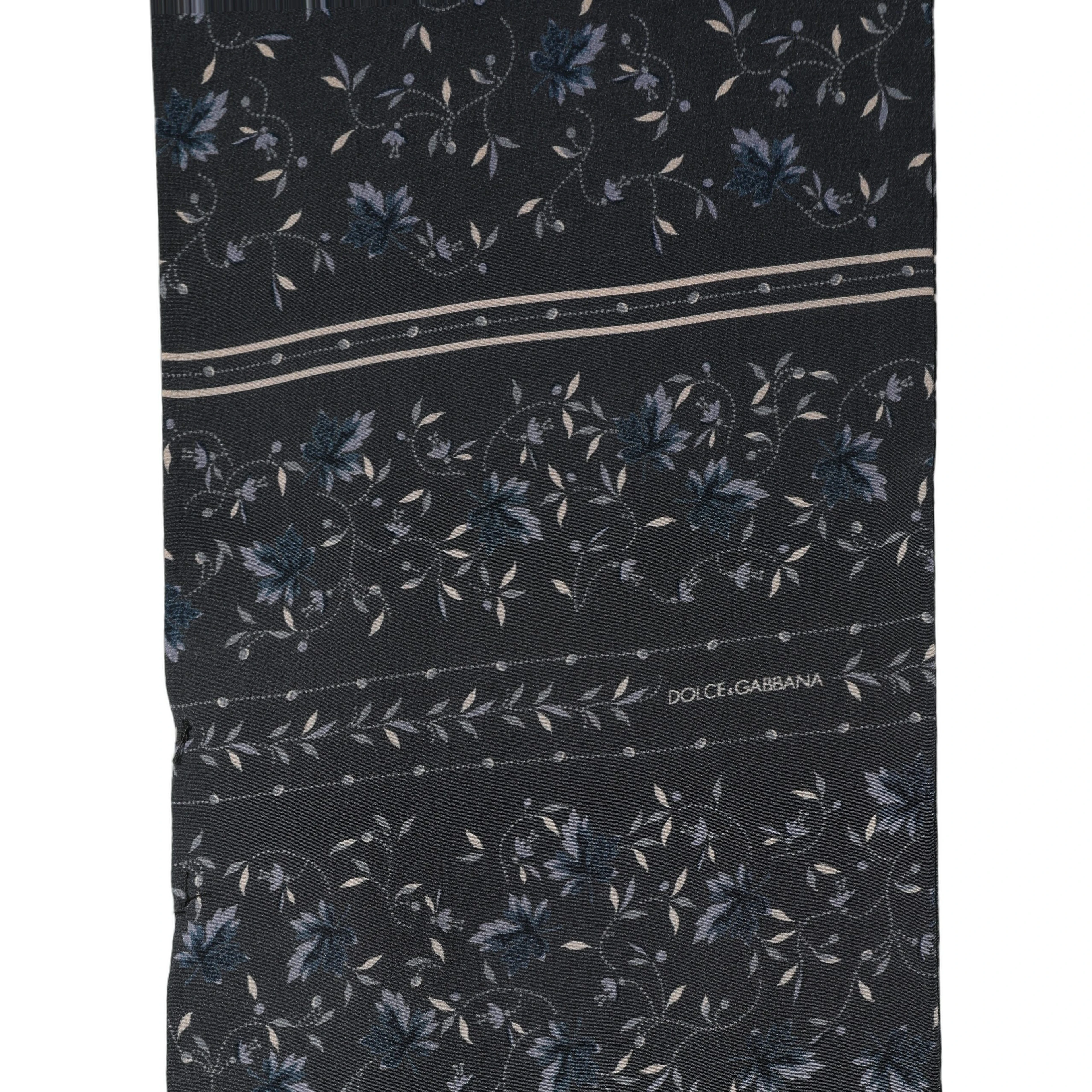 Blue Floral Silk Fringed Neck Shaw Scarf