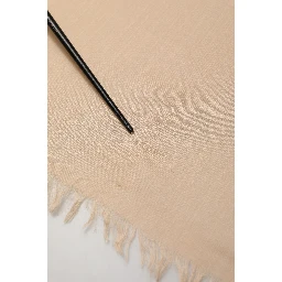 Beige Silk Wool Fringed Men Lace Stole Scarf