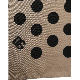 Beige Black Polka Dot Square Foulard Scarf