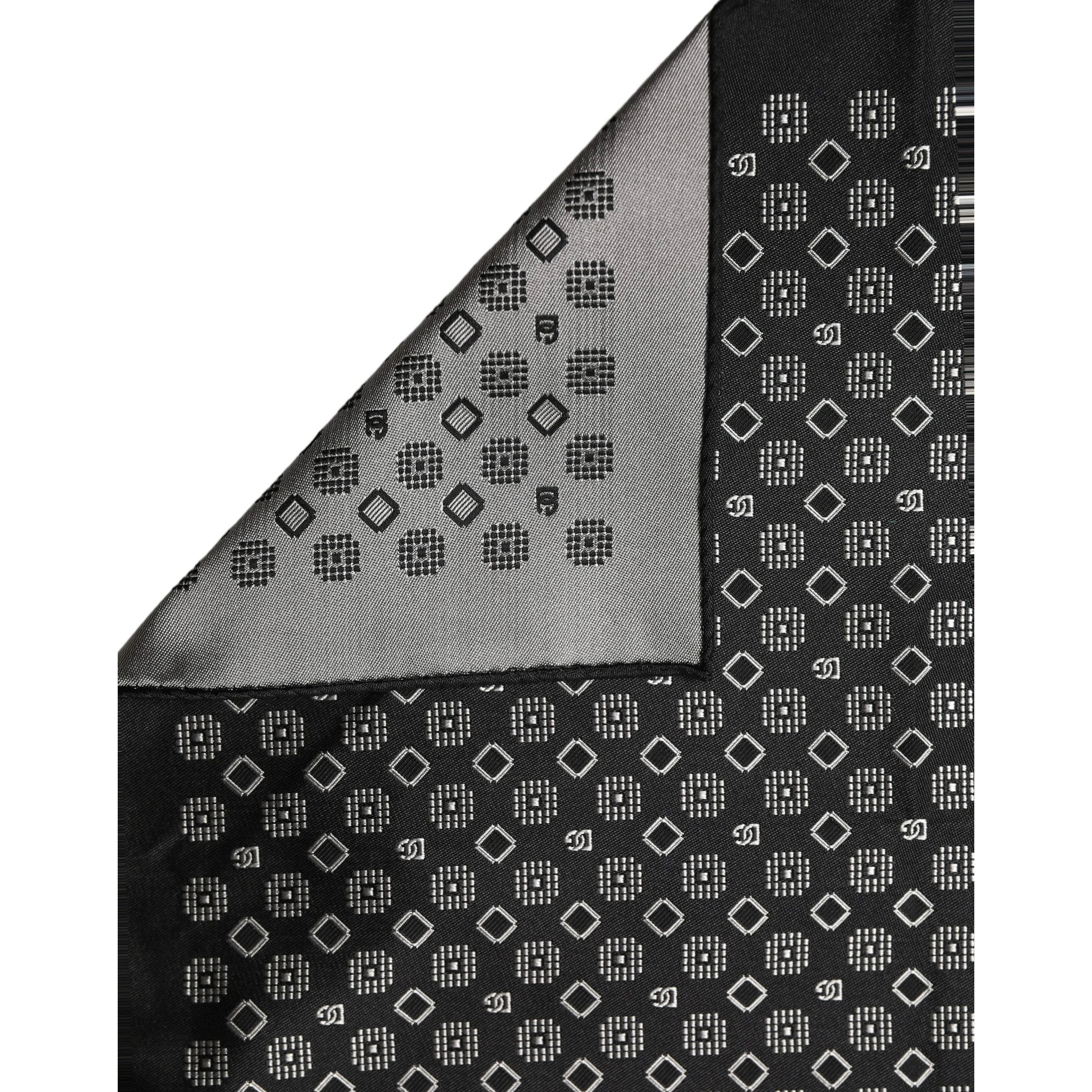 Black White Patterned Pocket Square Scarf