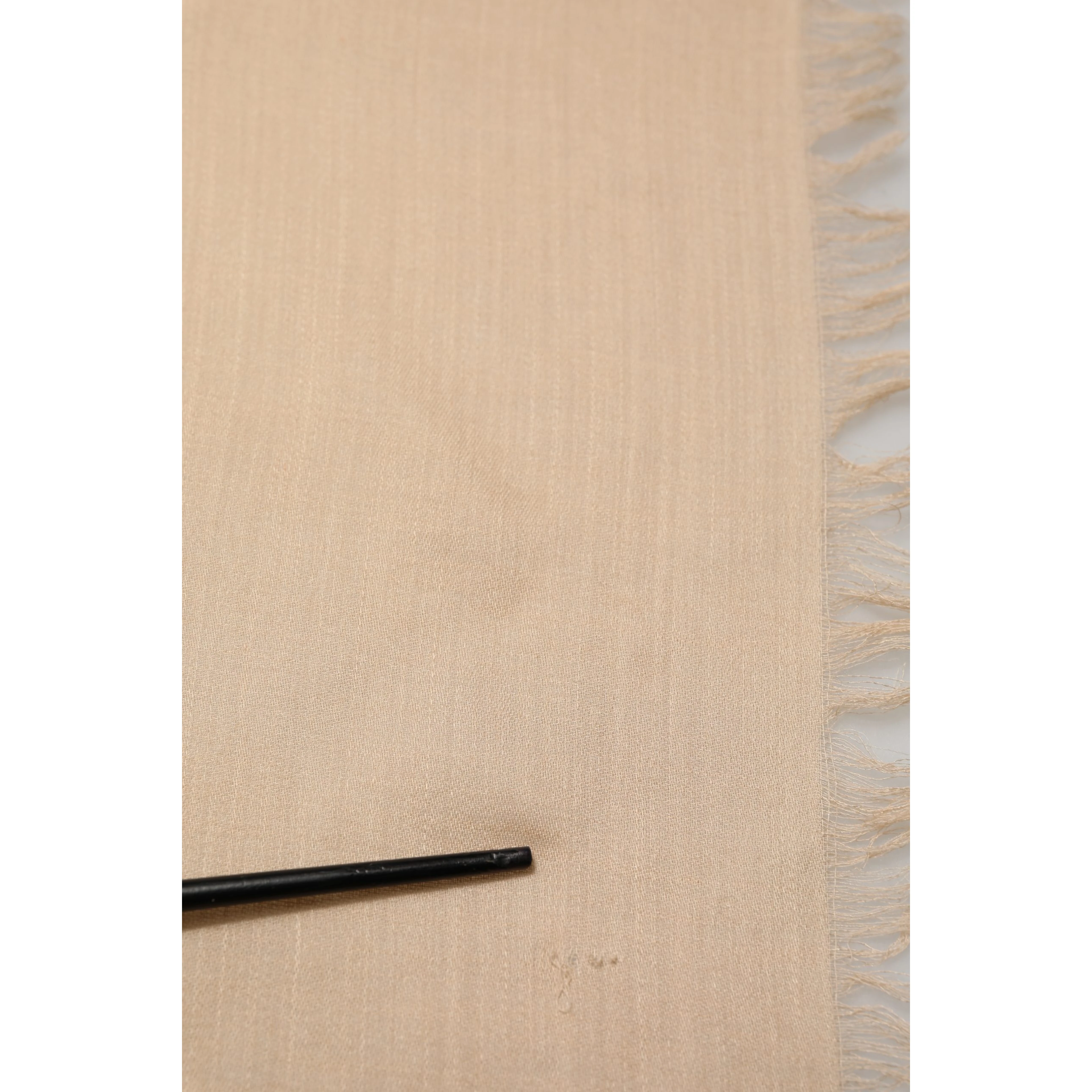 Beige Silk Wool Fringed Men Lace Stole Scarf