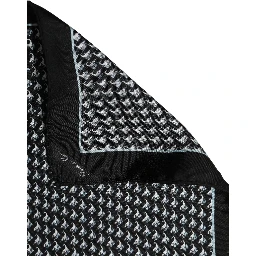 Black Silk Geometric Handkerchief Pocket Scarf