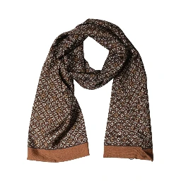 Brown Geometric Silk Men Neck Shawl Scarf