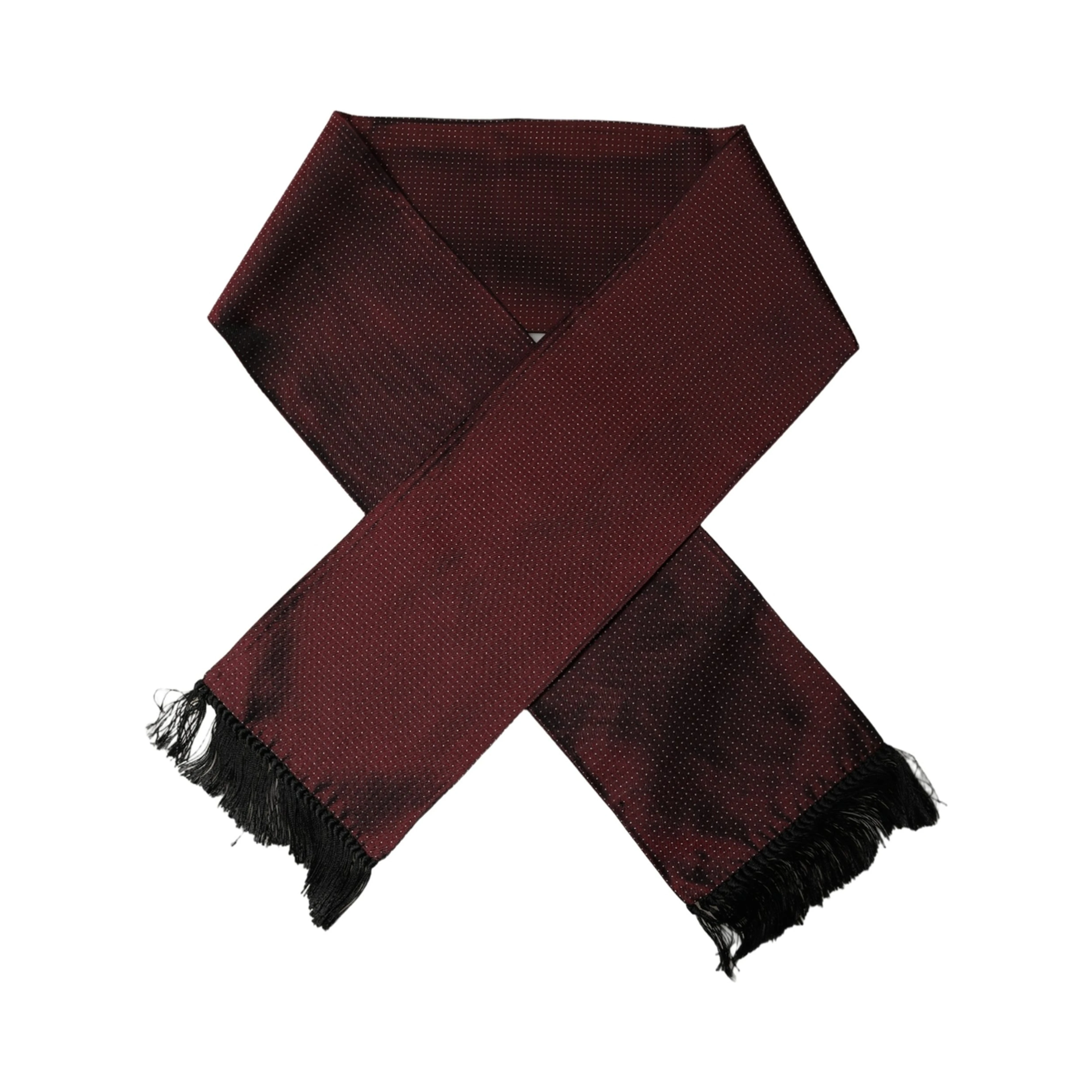 Burgundy Silk Dotted Fringed Neck Shawl Scarf
