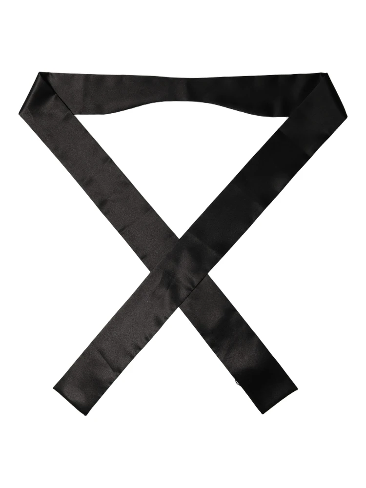 Men Black Satin Silk Skinny Neck Shawl Scarf