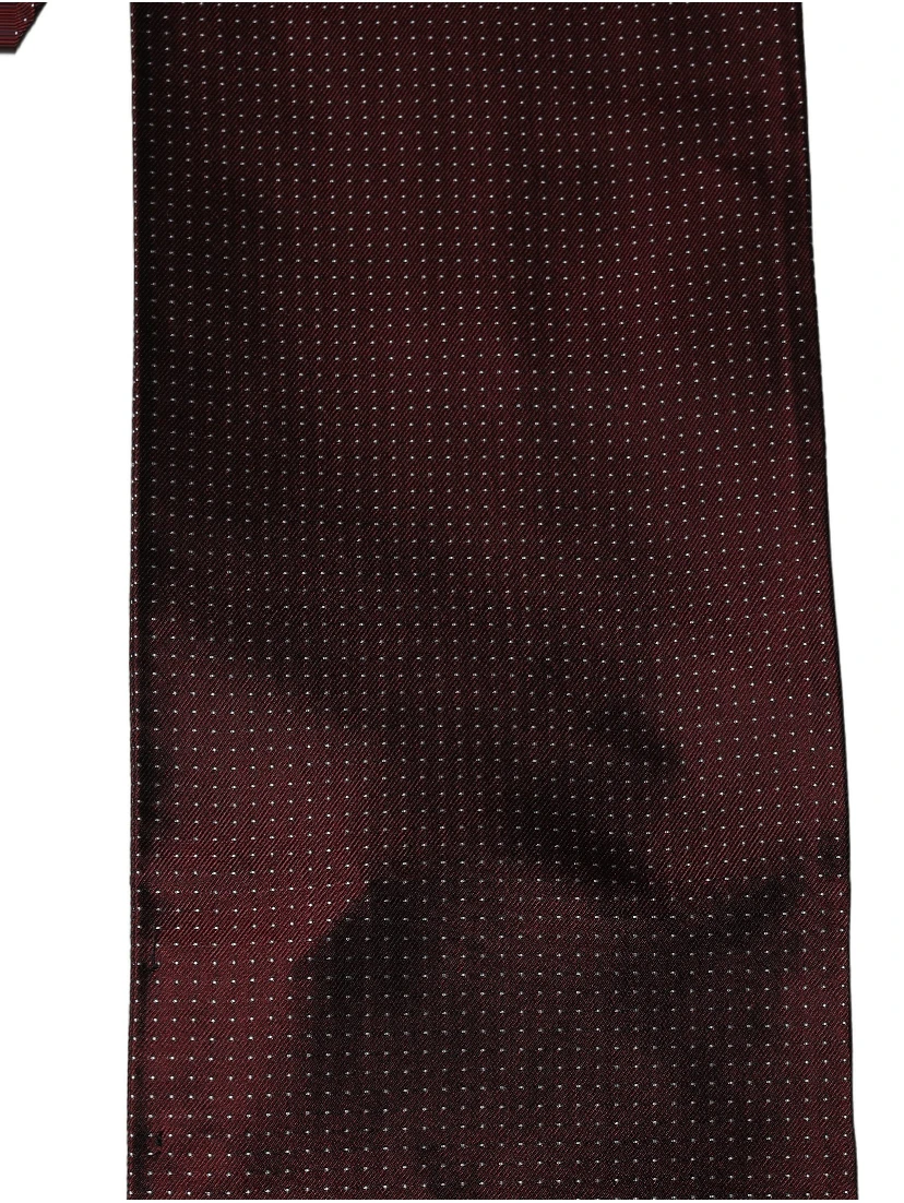 Burgundy Silk Dotted Fringed Neck Shawl Scarf