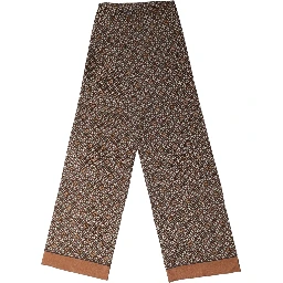 Brown Geometric Silk Men Neck Shawl Scarf
