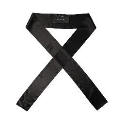 Men Black Satin Silk Skinny Neck Shawl Scarf