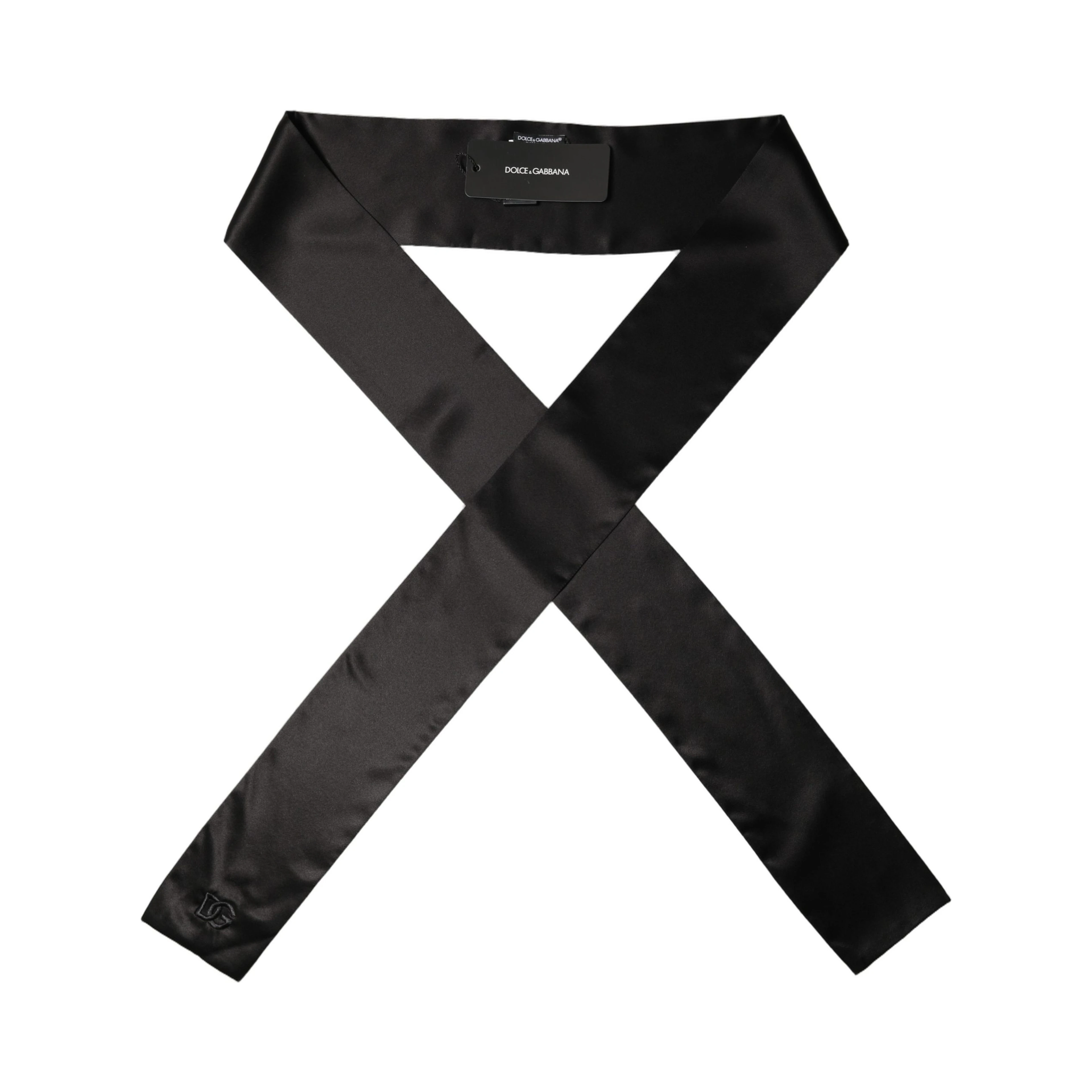 Men Black Satin Silk Skinny Neck Shawl Scarf