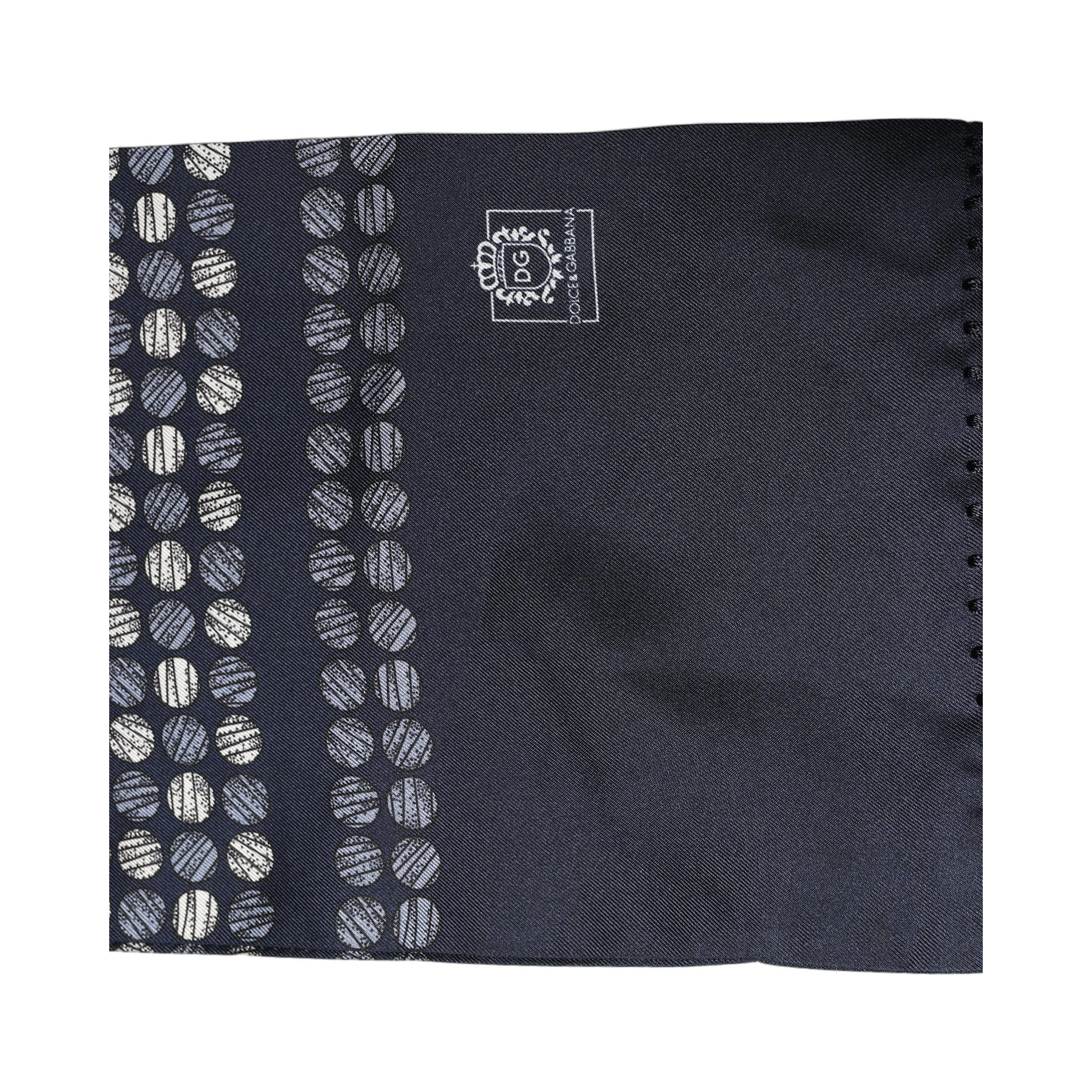 Men Navy Blue Geometric Dot Silk Fringed Neck Shawl Scarf