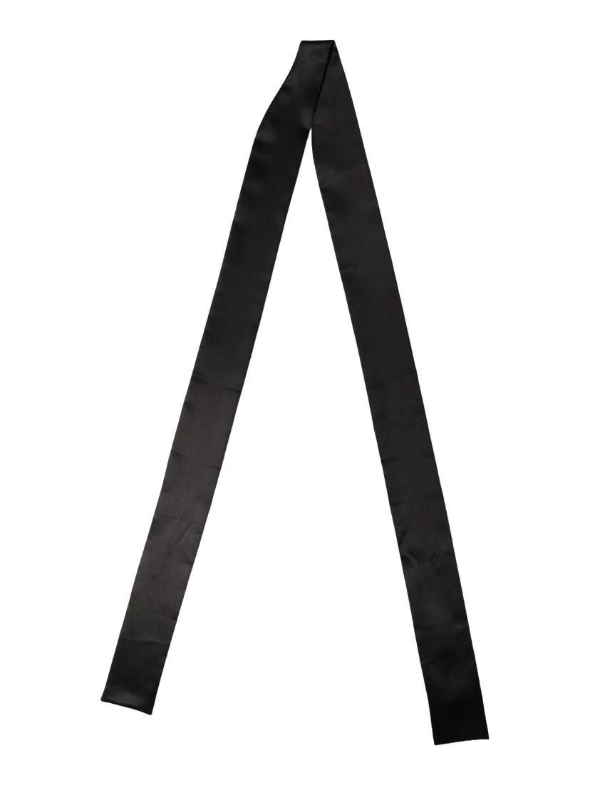 Men Black Satin Silk Skinny Neck Shawl Scarf