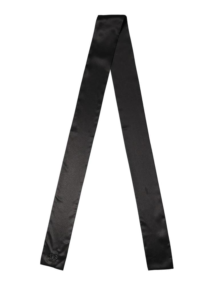 Men Black Satin Silk Skinny Neck Shawl Scarf alternative