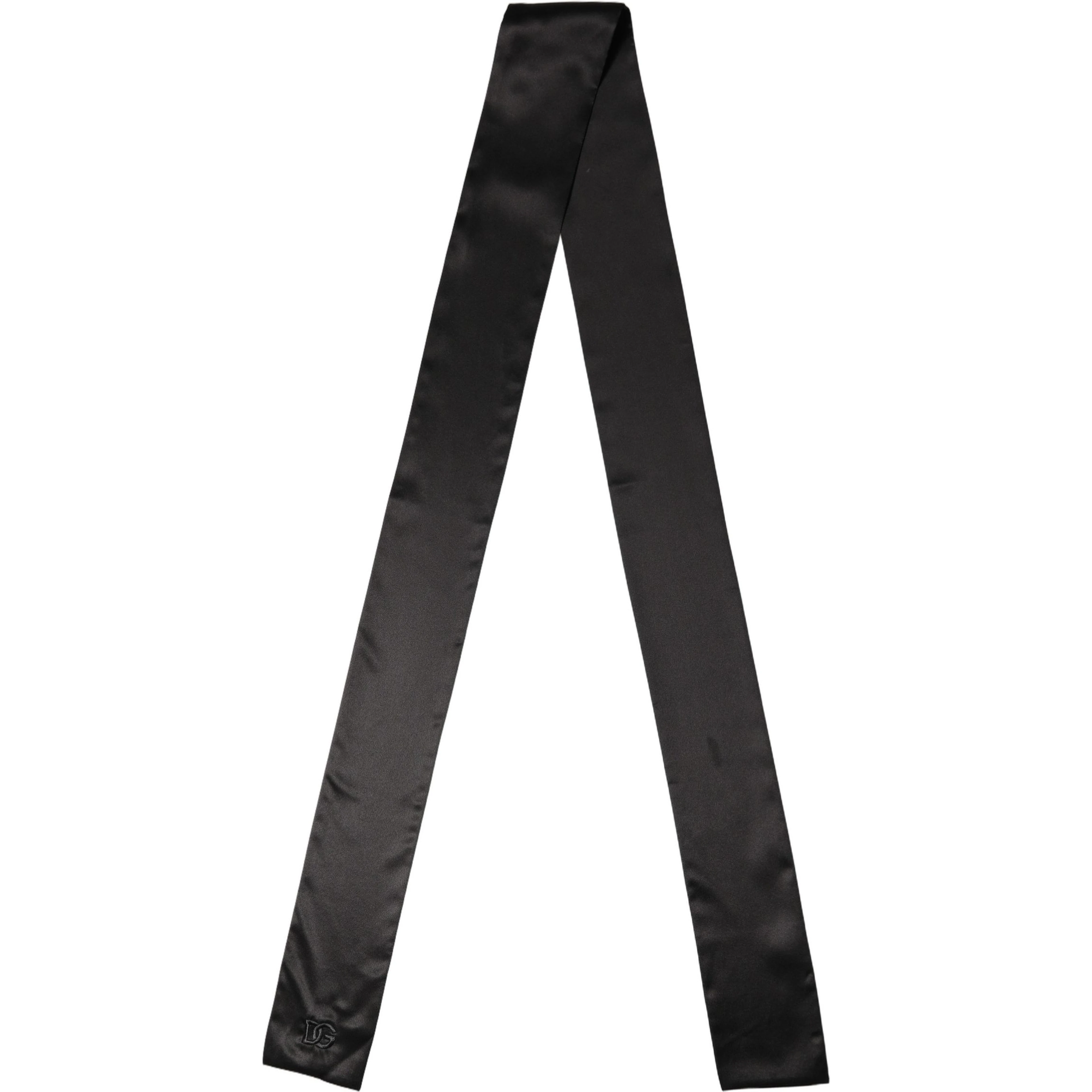 Men Black Satin Silk Skinny Neck Shawl Scarf