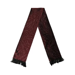 Burgundy Silk Dotted Fringed Neck Shawl Scarf