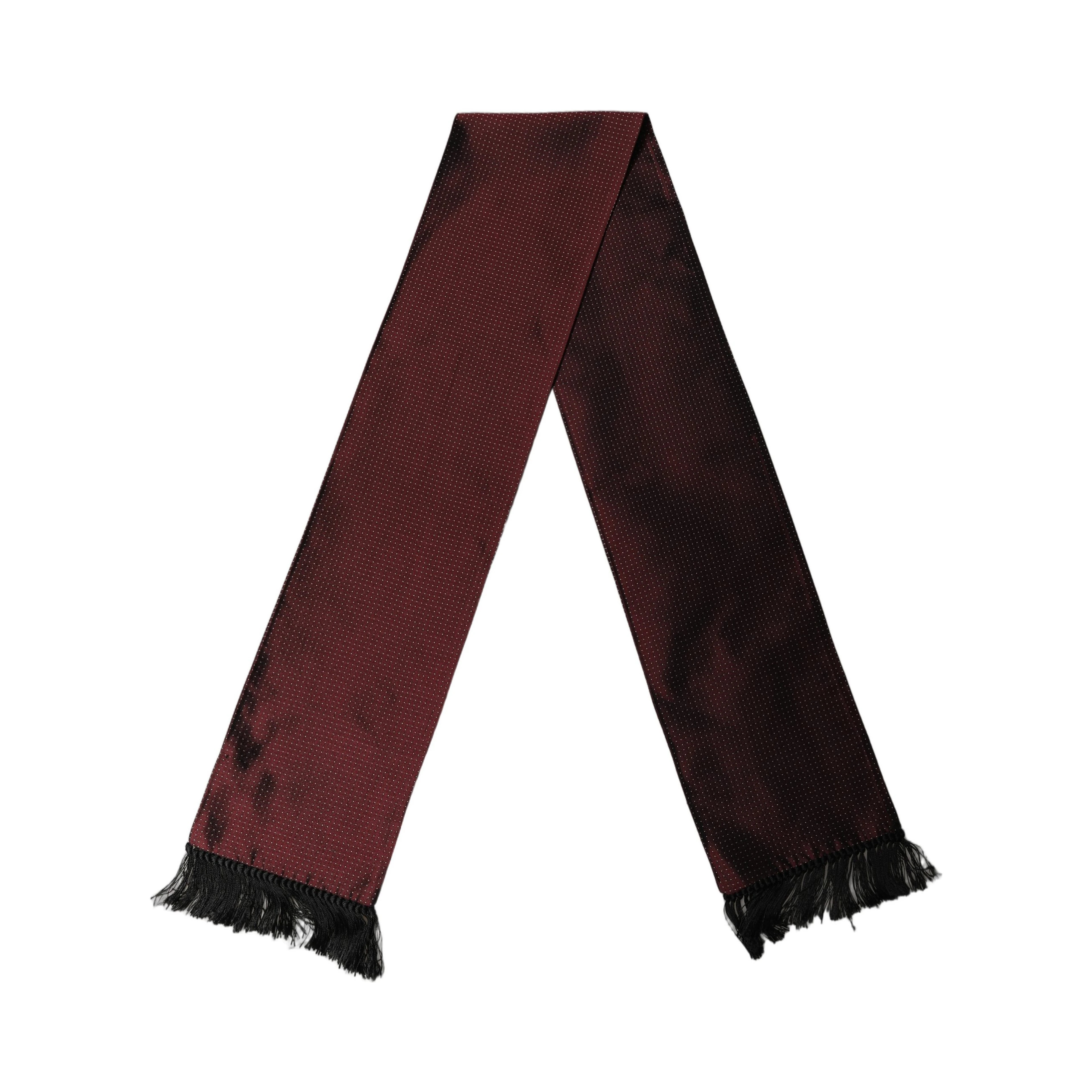 Burgundy Silk Dotted Fringed Neck Shawl Scarf