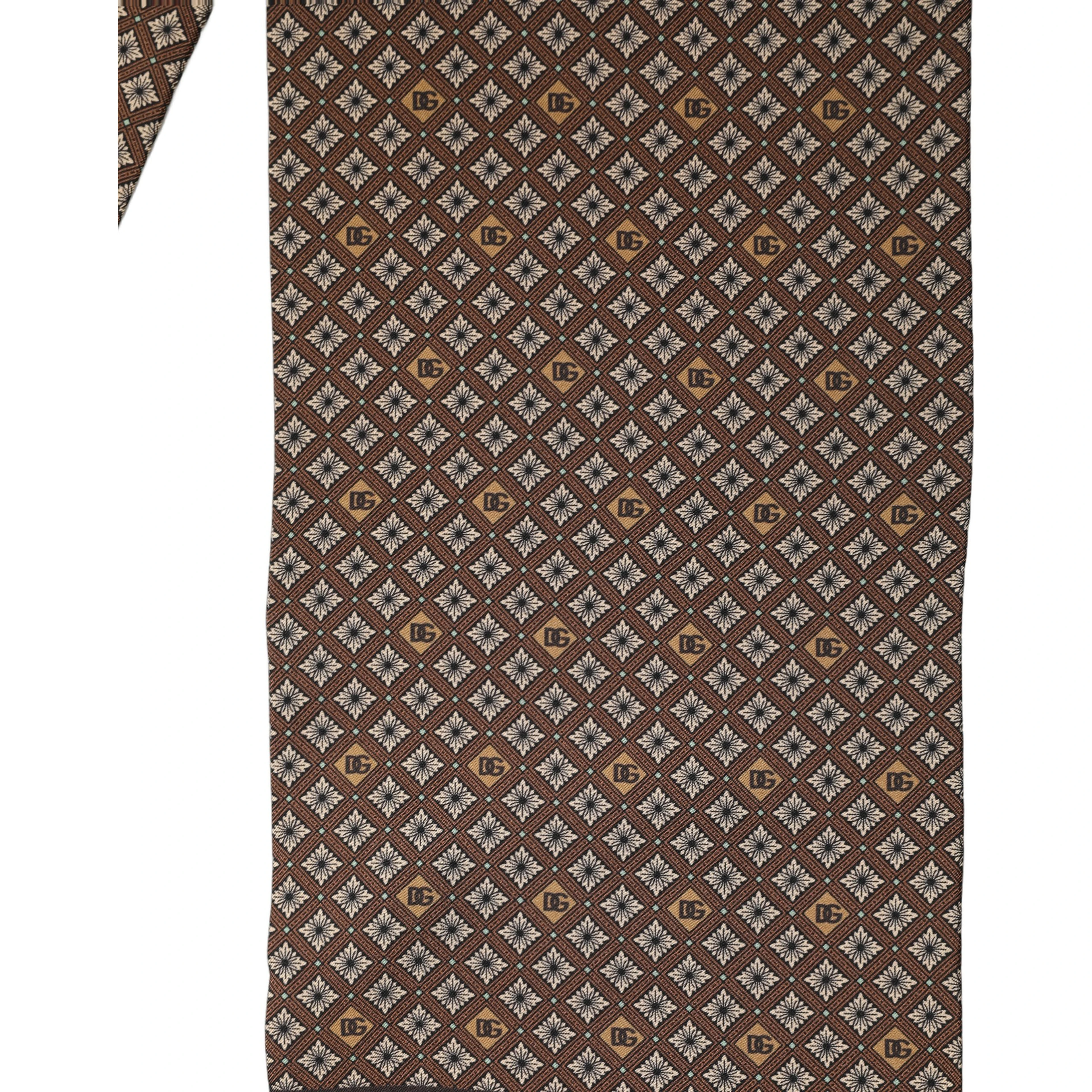 Brown Geometric Silk Men Neck Shawl Scarf