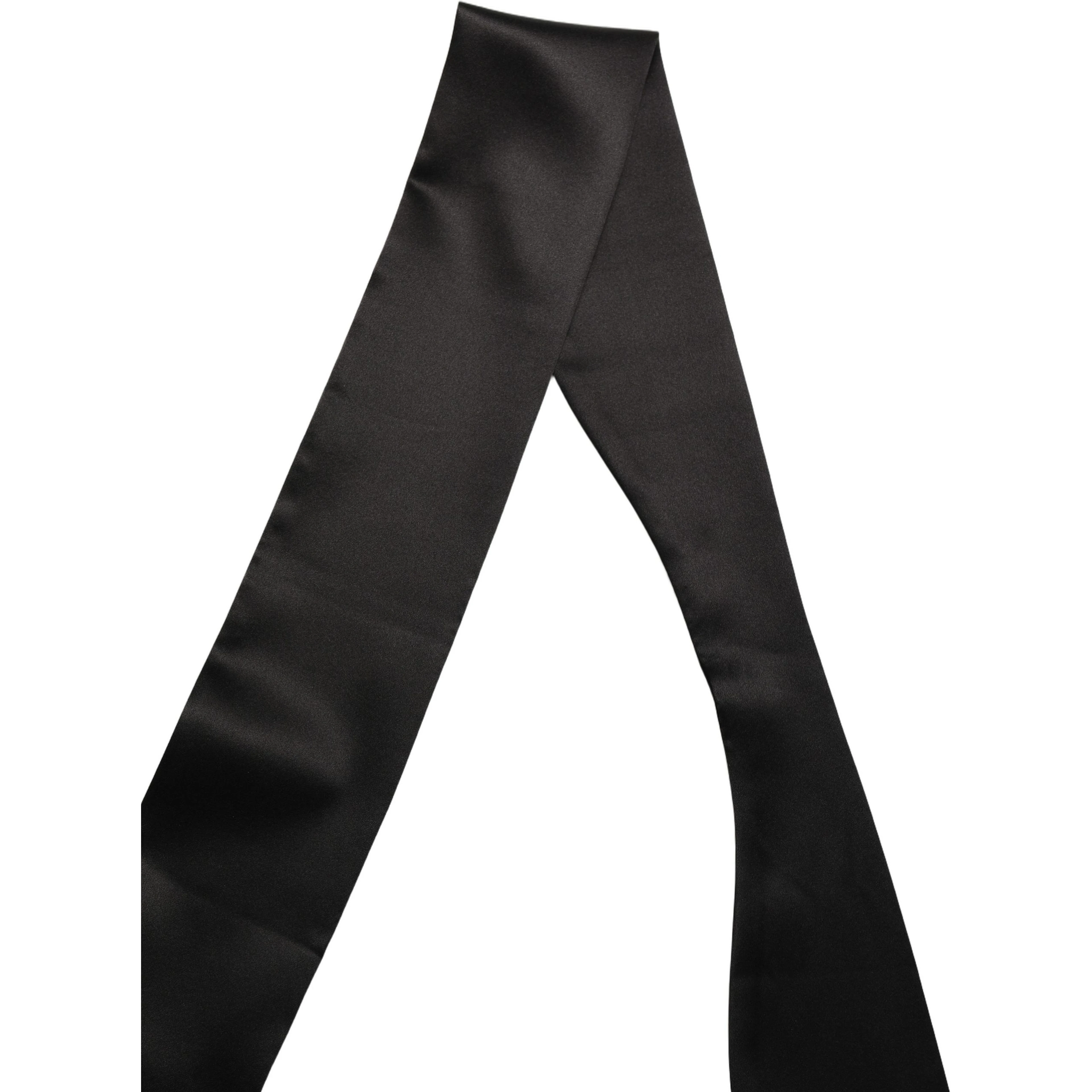 Men Black Satin Silk Skinny Neck Shawl Scarf