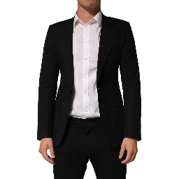 Black Pinstripe Men Single Breasted Jacket