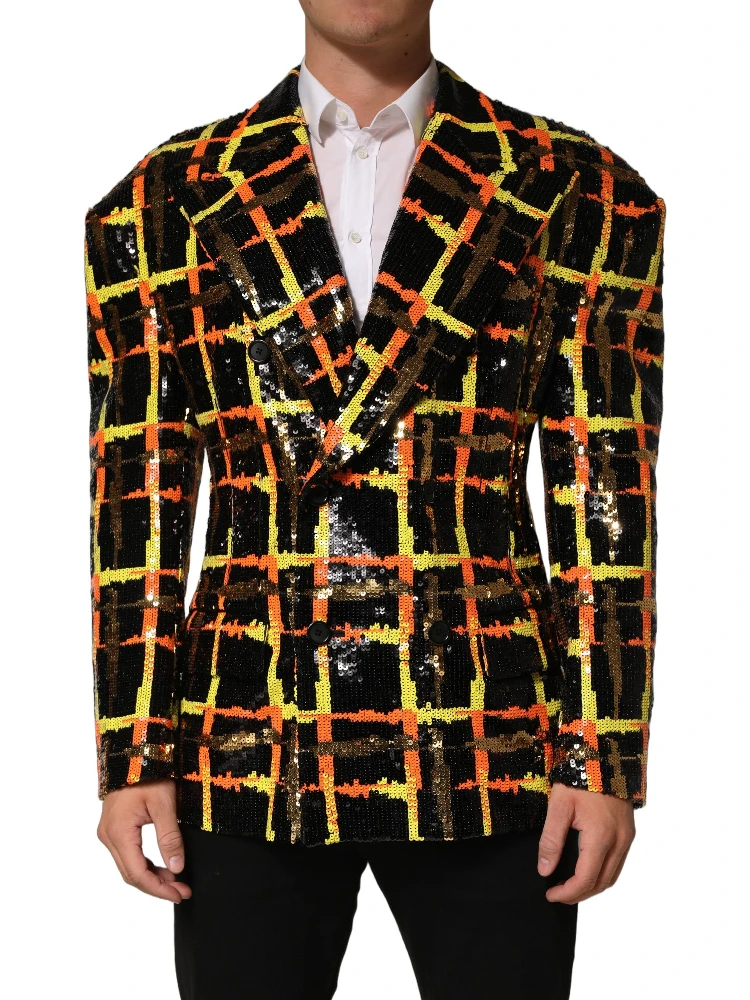 Multicolor Sequin Embellished Double Breasted Jacket