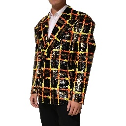 Multicolor Sequin Embellished Double Breasted Jacket