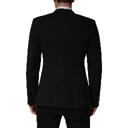 Black Pinstripe Men Single Breasted Jacket