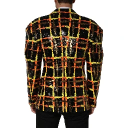 Multicolor Sequin Embellished Double Breasted Jacket