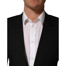 Black Pinstripe Men Single Breasted Jacket