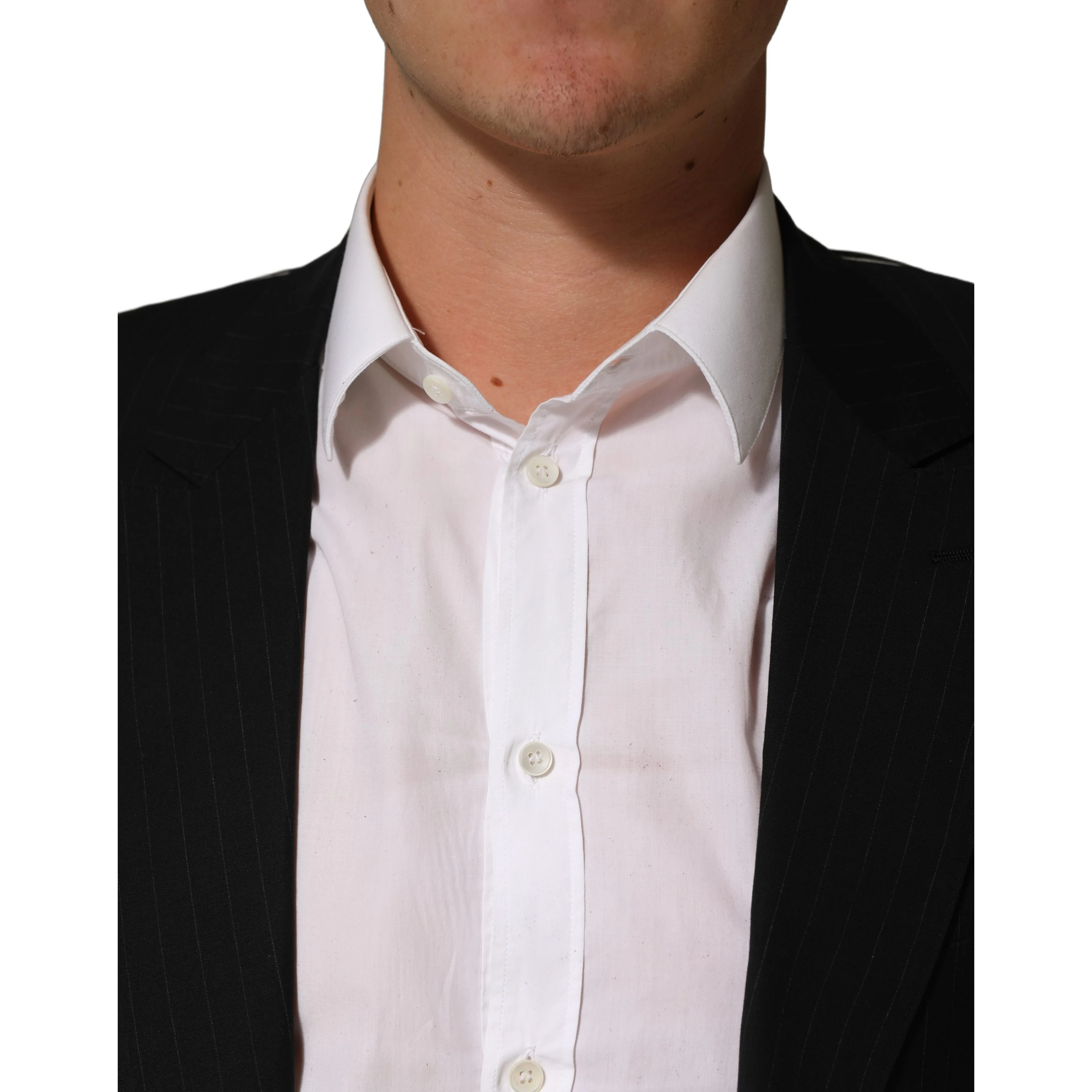 Black Pinstripe Men Single Breasted Jacket